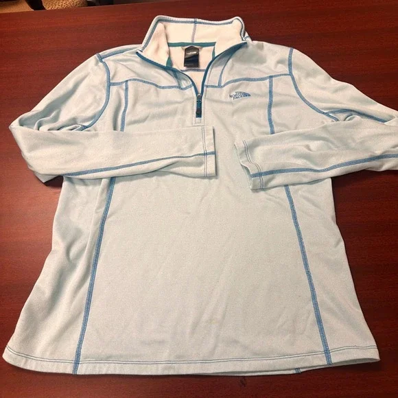 The North Face Pullover 1/4 Zip Women's Large Activewear Top Blue FLAW - Picture 2 of 8